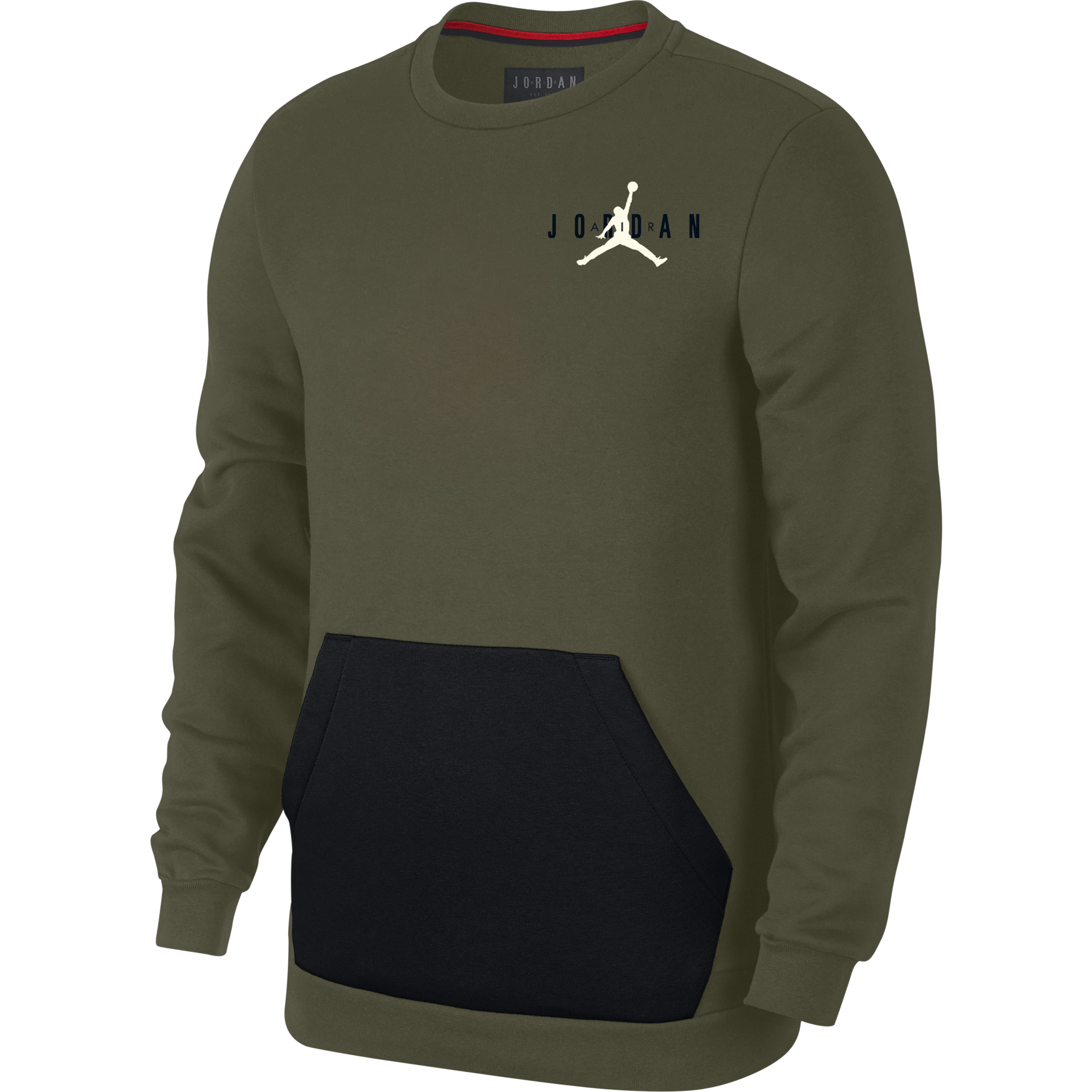 NIKE AIR JORDAN SPORTSWEAR JUMPMAN AIR FLEECE CREW OLIVE CANVAS