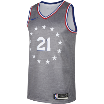 NIKE NBA PHILADELPHIA 76ERS JOEL EMBIID SWINGMAN JERSEY DARK GREY HEATHER