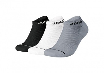 NIKE AIR JORDAN JUMPMAN EVERYDAY MAX NO-SHOW 3PACK SOCKS BLACK WHITE WOLF GREY