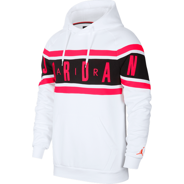 NIKE AIR JORDAN FLEECE PULLOVER HOODIE WHITE