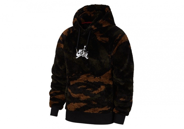 NIKE AIR JORDAN WINGS SHERPA PULLOVER HOODIE YUKON BROWN