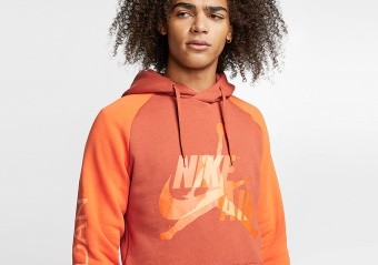 NIKE AIR JORDAN JUMPMAN CLASSICS FLEECE PULLOVER HOODIE DARK RUSSET