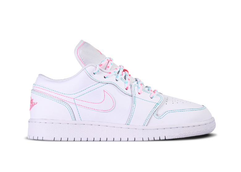 NIKE AIR JORDAN 1 RETRO LOW GS WHITE TEAL DIGITAL PINK