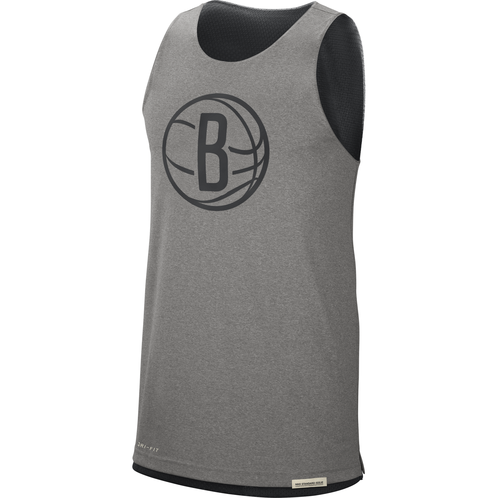 NIKE NBA BROOKLYN NETS STANDARD ISSUE REVERSIBLE TANK DARK GREY HEATHER