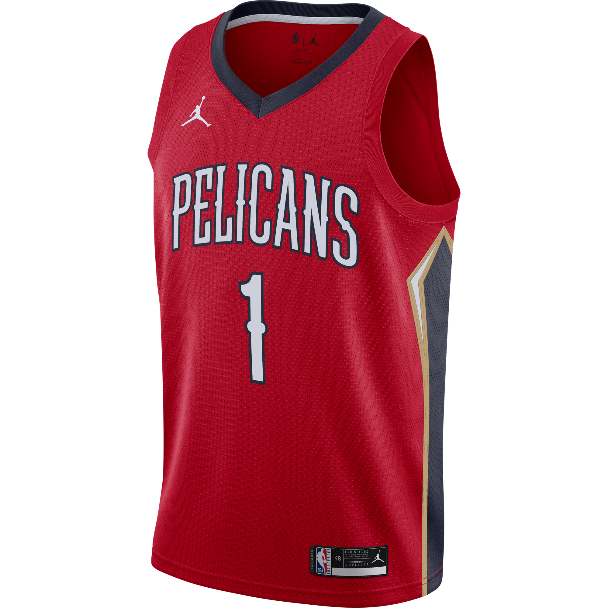 NIKE NBA NEW ORLEANS PELICANS ZION WILLIAMSON STATEMENT EDITION SWINGMAN JERSEY UNIVERSITY RED