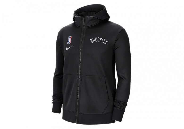 NIKE NBA BROOKLYN NETS SHOWTIME THERMA FLEX HOODIE BLACK