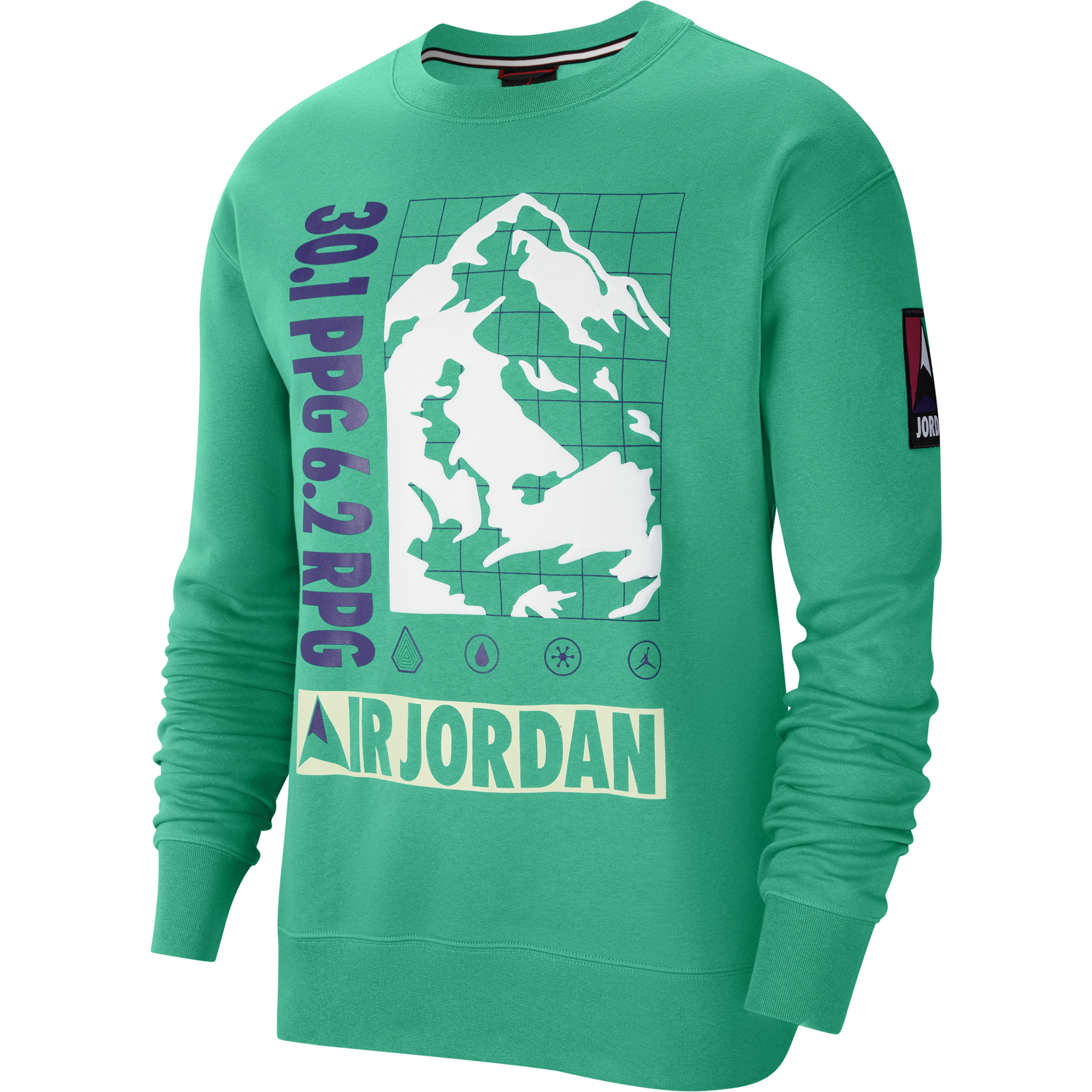 NIKE AIR JORDAN WINTER UTILITY MOUNTAINSIDE FLEECE CREW NEPTUNE GREEN