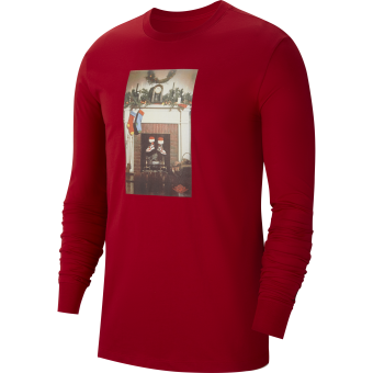 NIKE AIR JORDAN JUMPMAN CHMINEY CHRISTMAS LONG-SLEEVE CREW TEE GYM RED