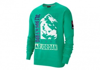 NIKE AIR JORDAN WINTER UTILITY MOUNTAINSIDE FLEECE CREW NEPTUNE GREEN