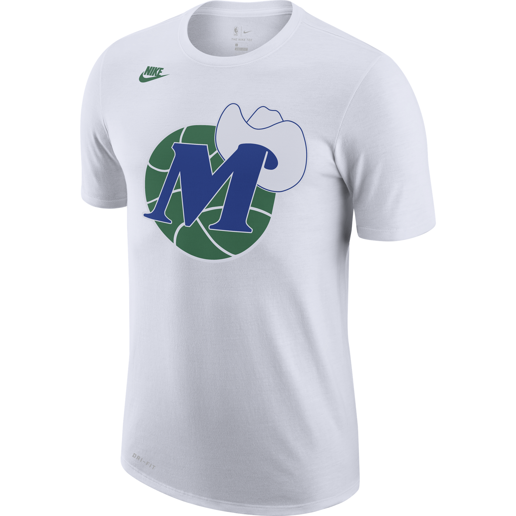 NIKE NBA DALLAS MAVERICKS CLASSIC EDITION LOGO DRI-FIT TEE WHITE