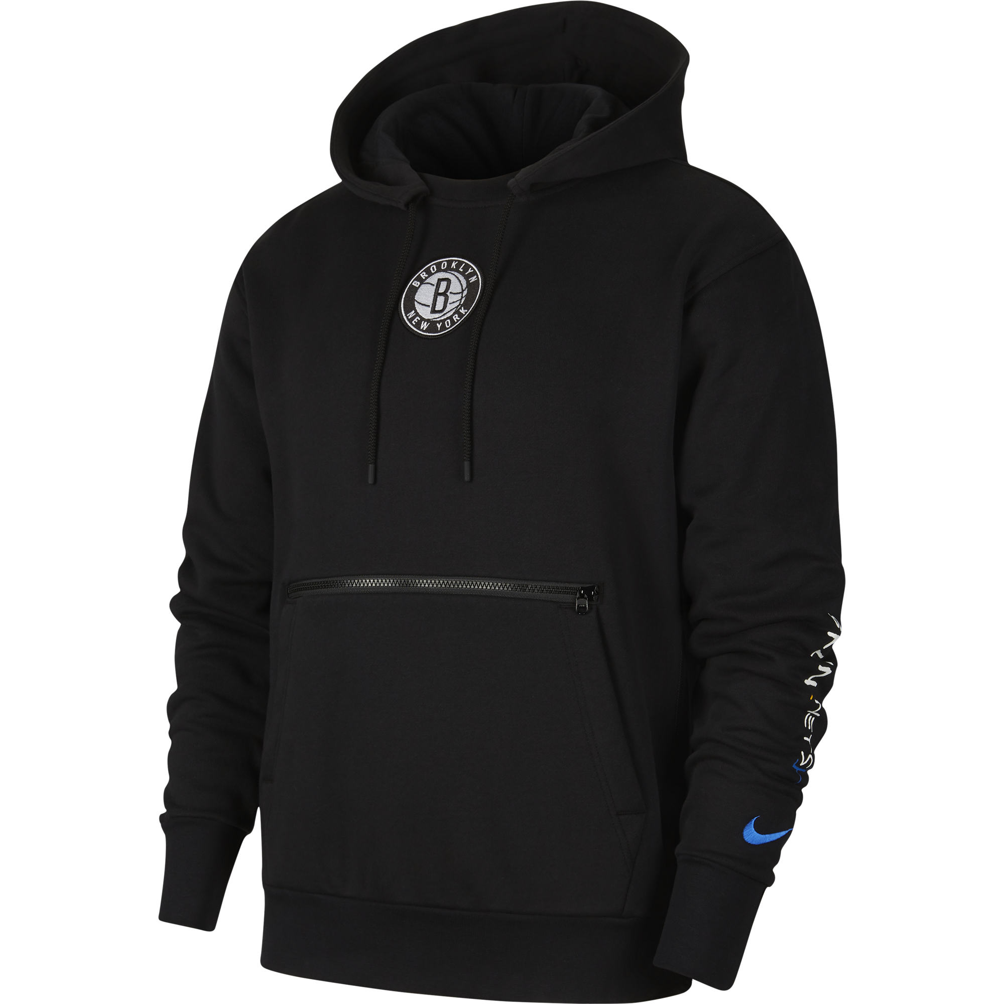 NIKE NBA BROOKLYN NETS COURTSIDE PULLOVER HOODIE BLACK