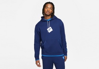 NIKE AIR JORDAN JUMPMAN CLASSICS FLEECE PULLOVER HOODIE BLUE VOID