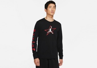 NIKE AIR JORDAN AJ6 GRAPHIC LONG-SLEEVE CREW BLACK