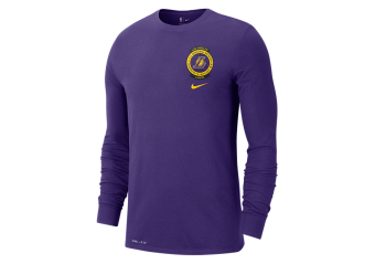 NIKE LOS ANGELES LAKERS LOGO DRI-FIT TEE LONG SLEEVE COURT PURPLE