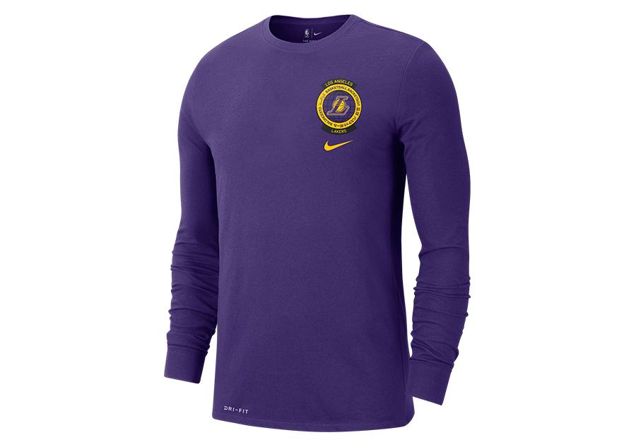 NIKE LOS ANGELES LAKERS LOGO DRI-FIT TEE LONG SLEEVE COURT PURPLE