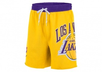 NIKE NBA LOS ANGELES LAKERS COURTSIDE 75 FLEECE SHORTS AMARILLO