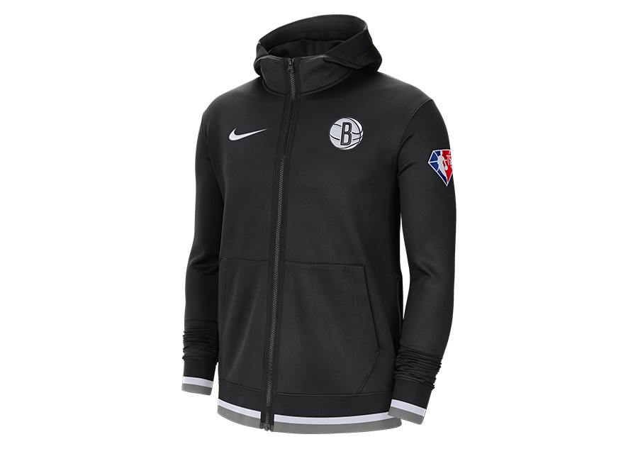 NIKE BROOKLYN NETS DRI-FIT SHOWTIME FULL-ZIP HOODIE BLACK